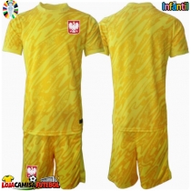 Camisa de Futebol Polónia Goleiro Equipamento Principal Infantil Europeu 2024 Manga Curta (+ Calças curtas)